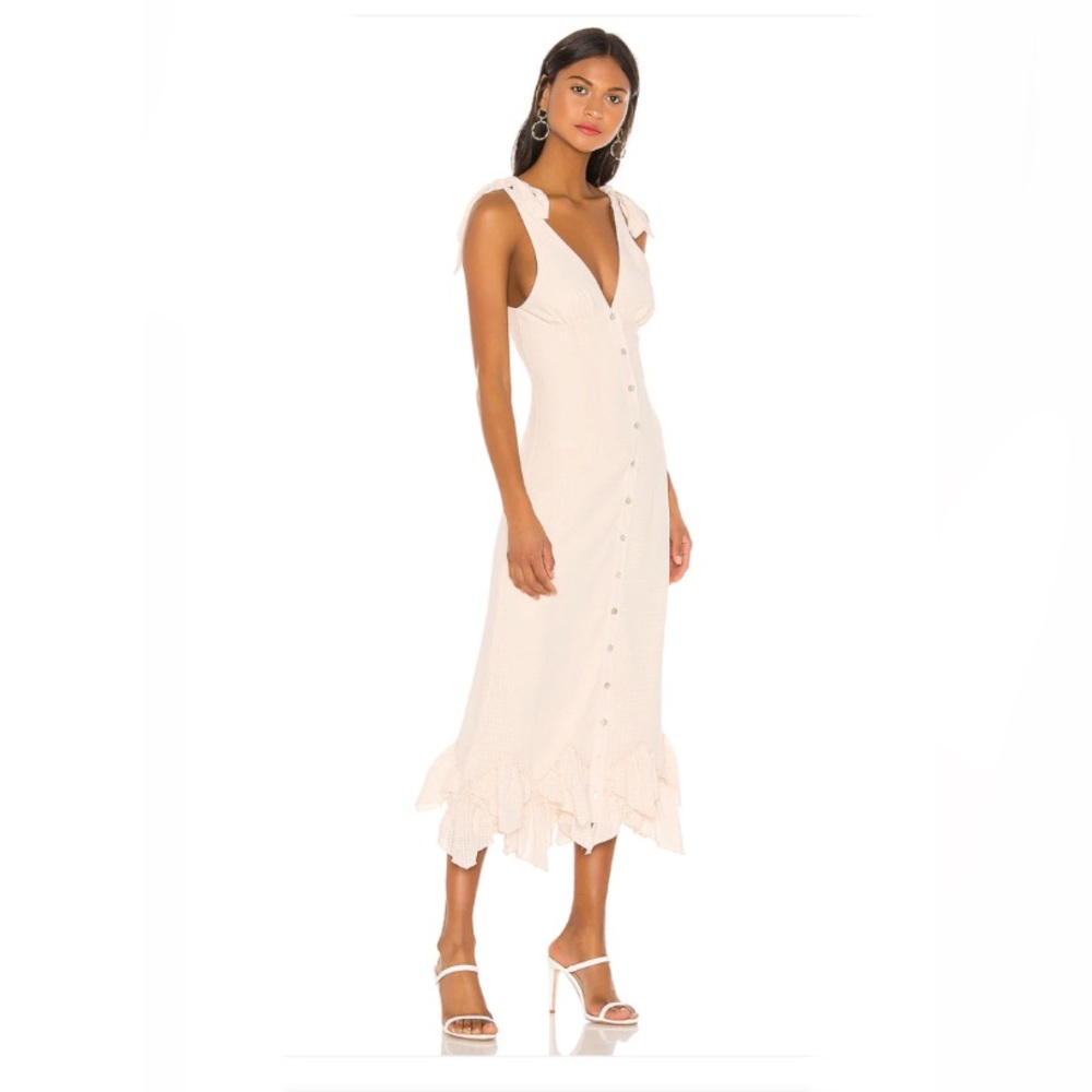 TULAROSA Oakley Button Front Dress in Cream Size L